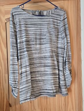 Talbots Black and White Ribbed Stripe Sweater Top